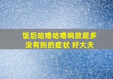 饭后咕噜咕噜响放屁多没有别的症状 好大夫